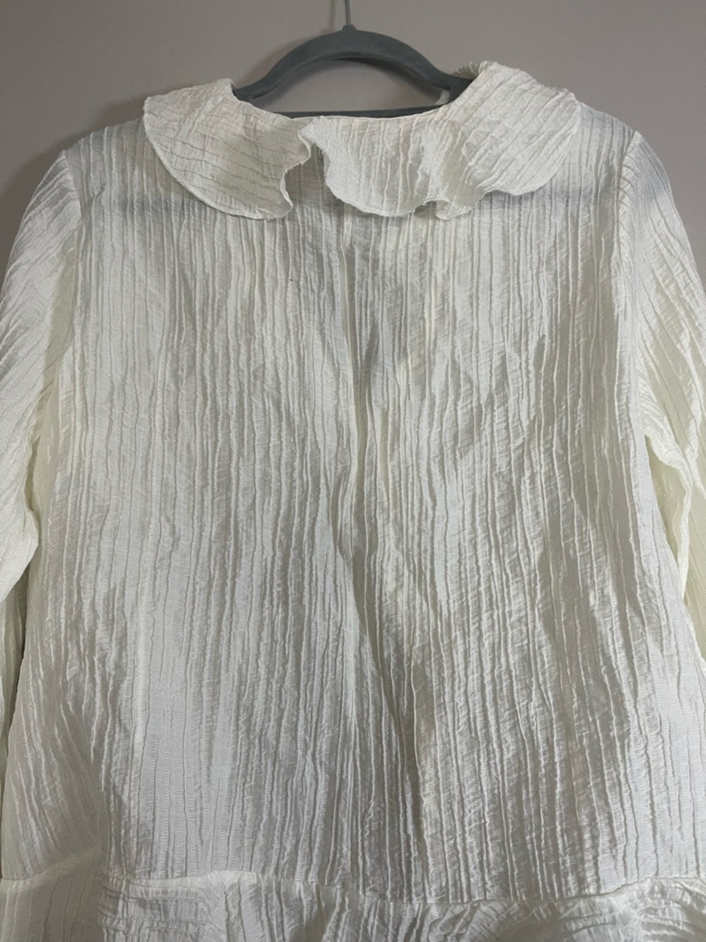 PrettyLittleThing Ruffled Tie-Front Sheer Blouse - Cream - Picture 3 of 7